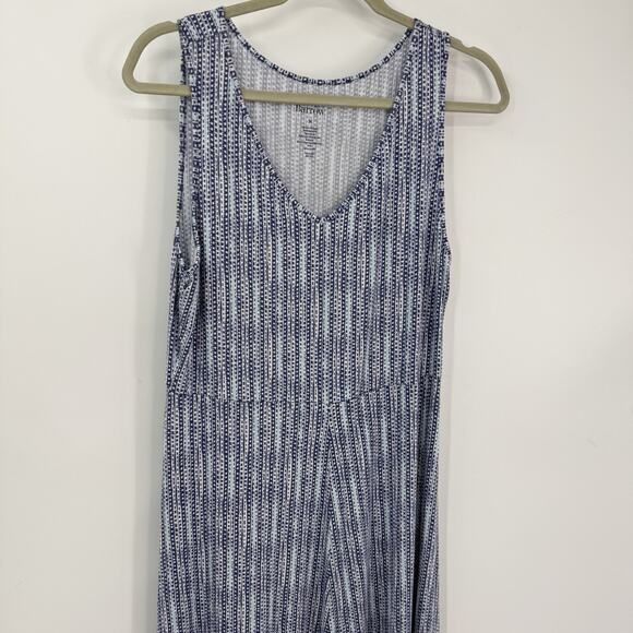 Croft & Barrow Medium Maxi Tank Dress Blue Dotted Stripe Knit Beach Resort NEW - Picture 3 of 8